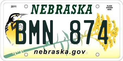 NE license plate BMN874