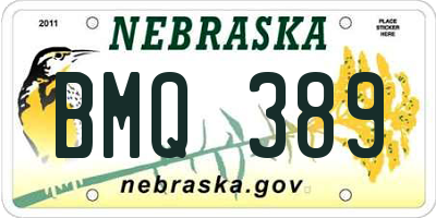 NE license plate BMQ389