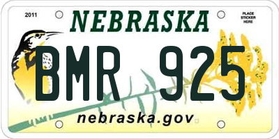 NE license plate BMR925