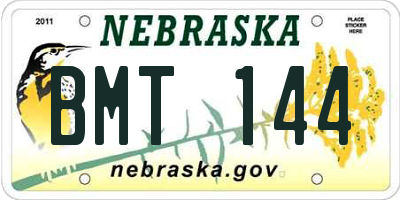 NE license plate BMT144