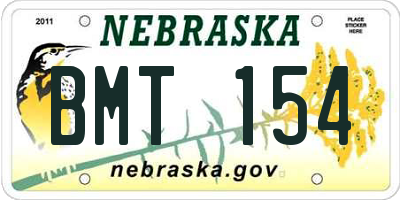 NE license plate BMT154
