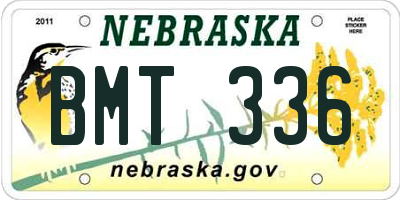 NE license plate BMT336