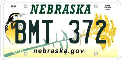 NE license plate BMT372