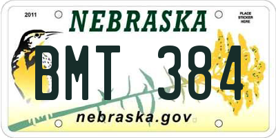 NE license plate BMT384