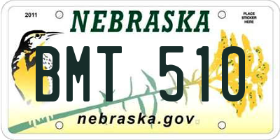NE license plate BMT510
