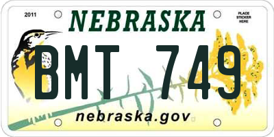 NE license plate BMT749