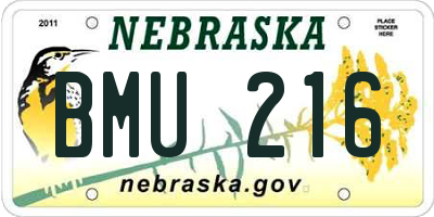 NE license plate BMU216