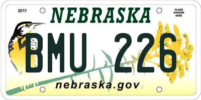 NE license plate BMU226