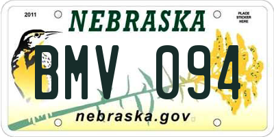 NE license plate BMV094