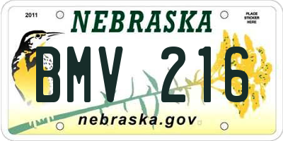 NE license plate BMV216