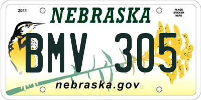 NE license plate BMV305