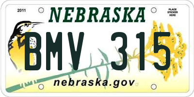 NE license plate BMV315
