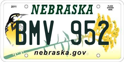 NE license plate BMV952
