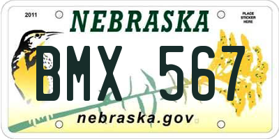 NE license plate BMX567