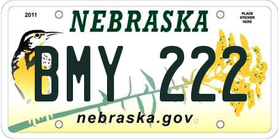NE license plate BMY222