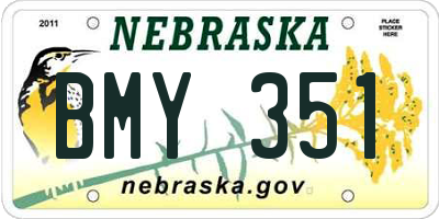 NE license plate BMY351