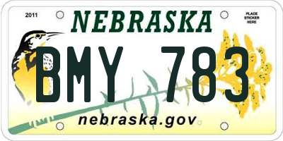 NE license plate BMY783