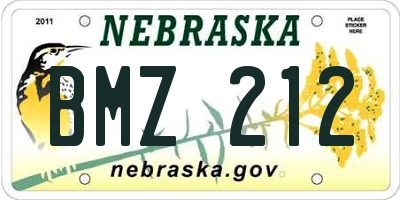 NE license plate BMZ212
