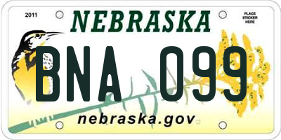 NE license plate BNA099