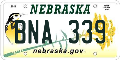 NE license plate BNA339