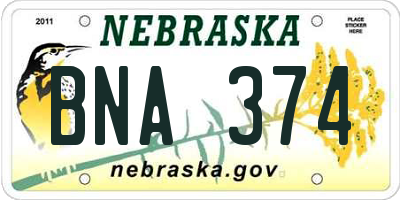 NE license plate BNA374