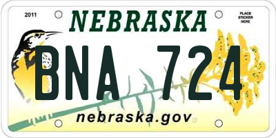 NE license plate BNA724