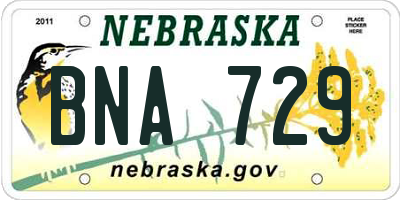 NE license plate BNA729