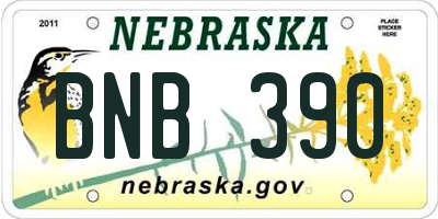 NE license plate BNB390