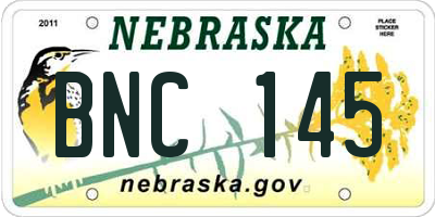NE license plate BNC145