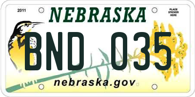 NE license plate BND035
