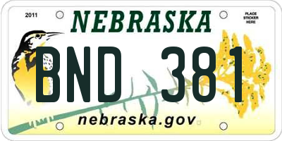 NE license plate BND381
