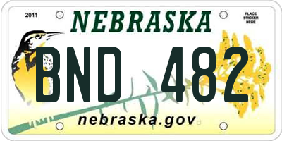 NE license plate BND482