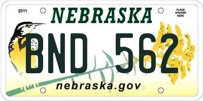 NE license plate BND562