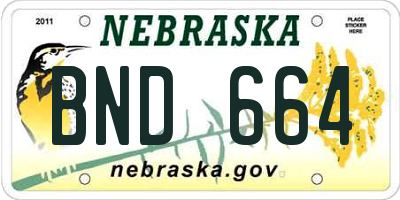 NE license plate BND664
