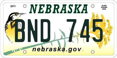 NE license plate BND745