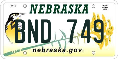 NE license plate BND749