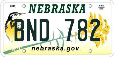 NE license plate BND782
