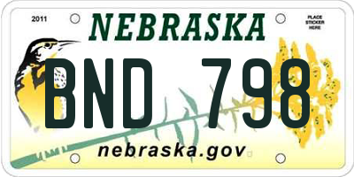NE license plate BND798