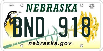NE license plate BND918