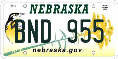 NE license plate BND955