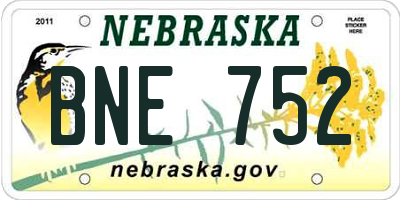 NE license plate BNE752