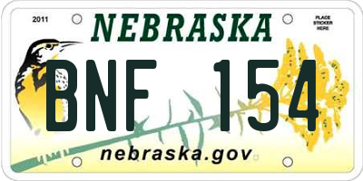 NE license plate BNF154