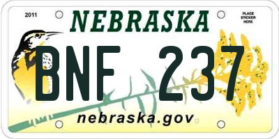 NE license plate BNF237