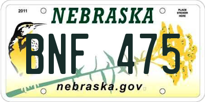 NE license plate BNF475