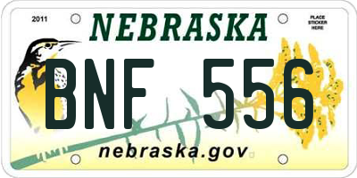 NE license plate BNF556
