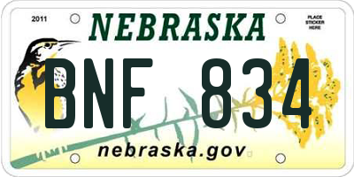 NE license plate BNF834