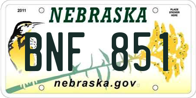 NE license plate BNF851