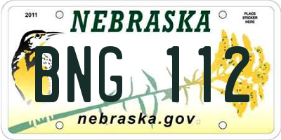 NE license plate BNG112