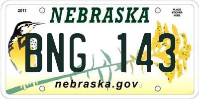NE license plate BNG143