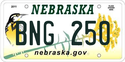 NE license plate BNG250